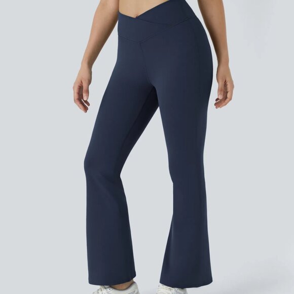 HALARA High Waist Crossover Flare Leggings Navy Extra Large (16) NWOT - Picture 4 of 12